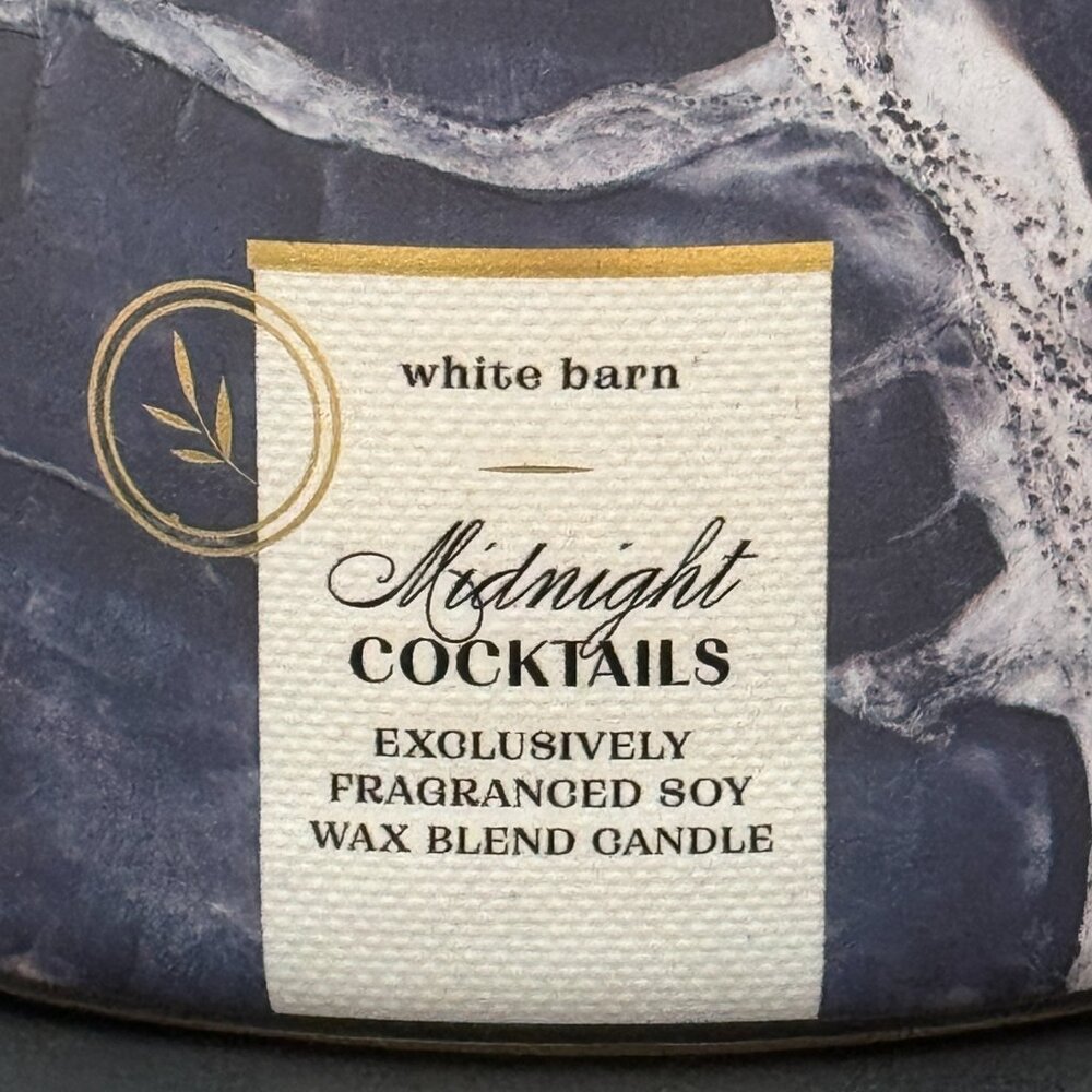 BBW Midnight Cocktails White Barn Bath & Body Works 3 Wick Candle - Picture 3 of 10